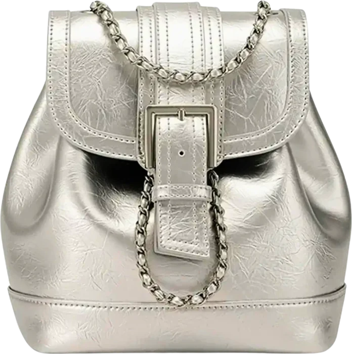 Silver chain mini backpack