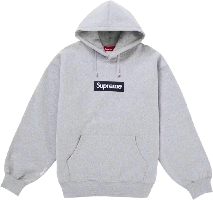 Gray Supreme box logo hoodie