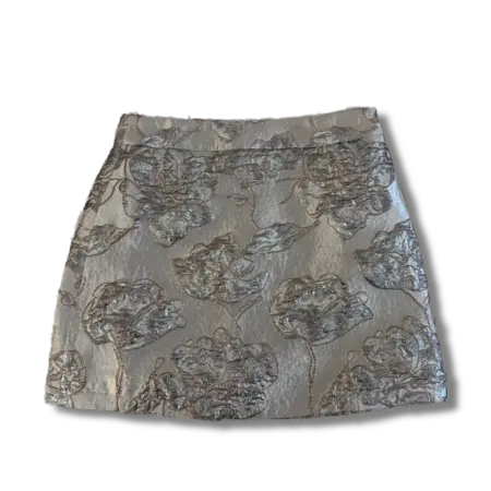 J.marie Silver flower print skirt