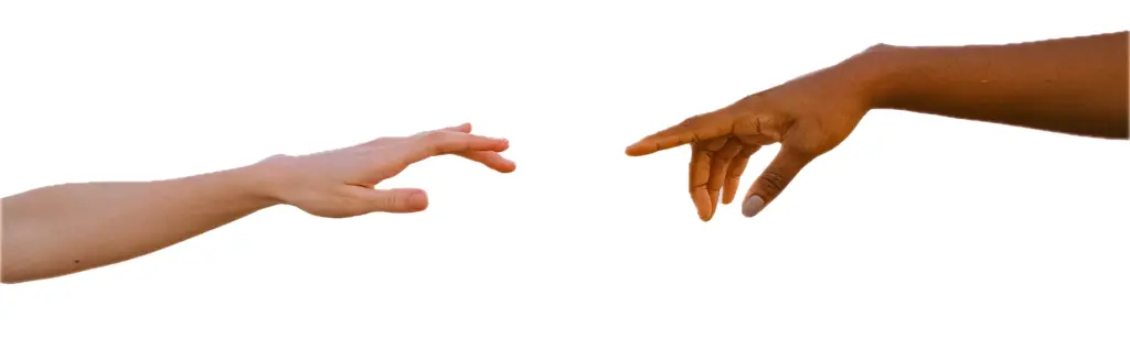 Two hands reaching toward each other
