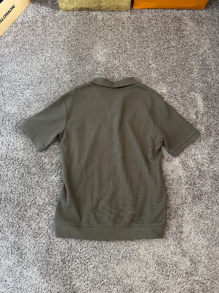 Zara Olive Ribbed Polo Knit - Image 2