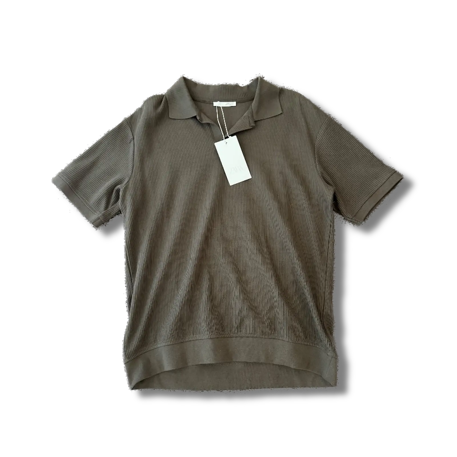 Zara Olive Ribbed Polo Knit