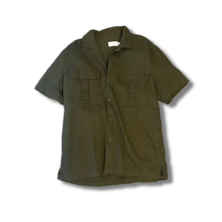 Topman Olive Short-Sleeve Button-Up Shirt