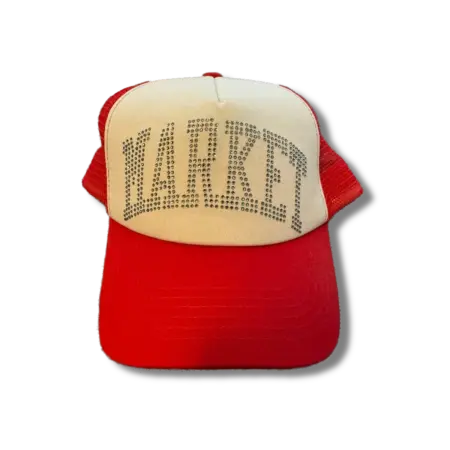 Market Red Rhinestone Trucker Hat