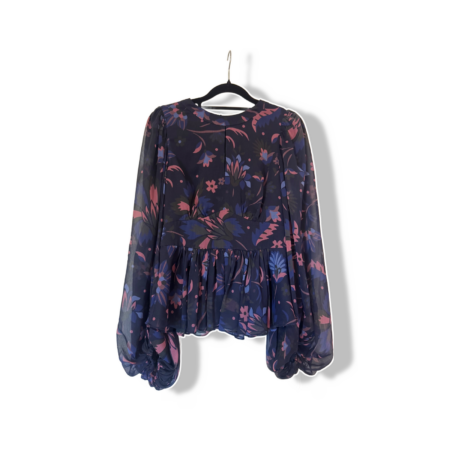 Ted Baker Long-Sleeve Floral Peplum Top