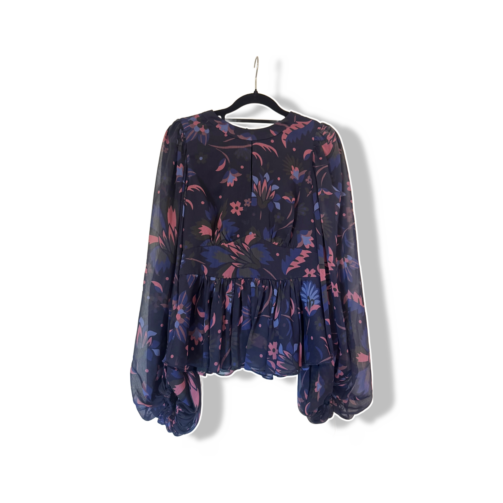 Ted Baker Long-Sleeve Floral Peplum Top