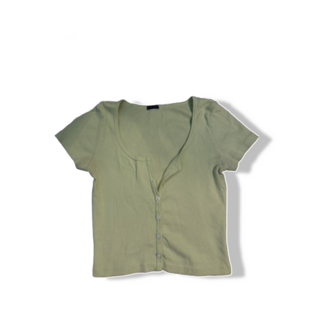Brandy Melville Ribbed Button-Front Crop Top