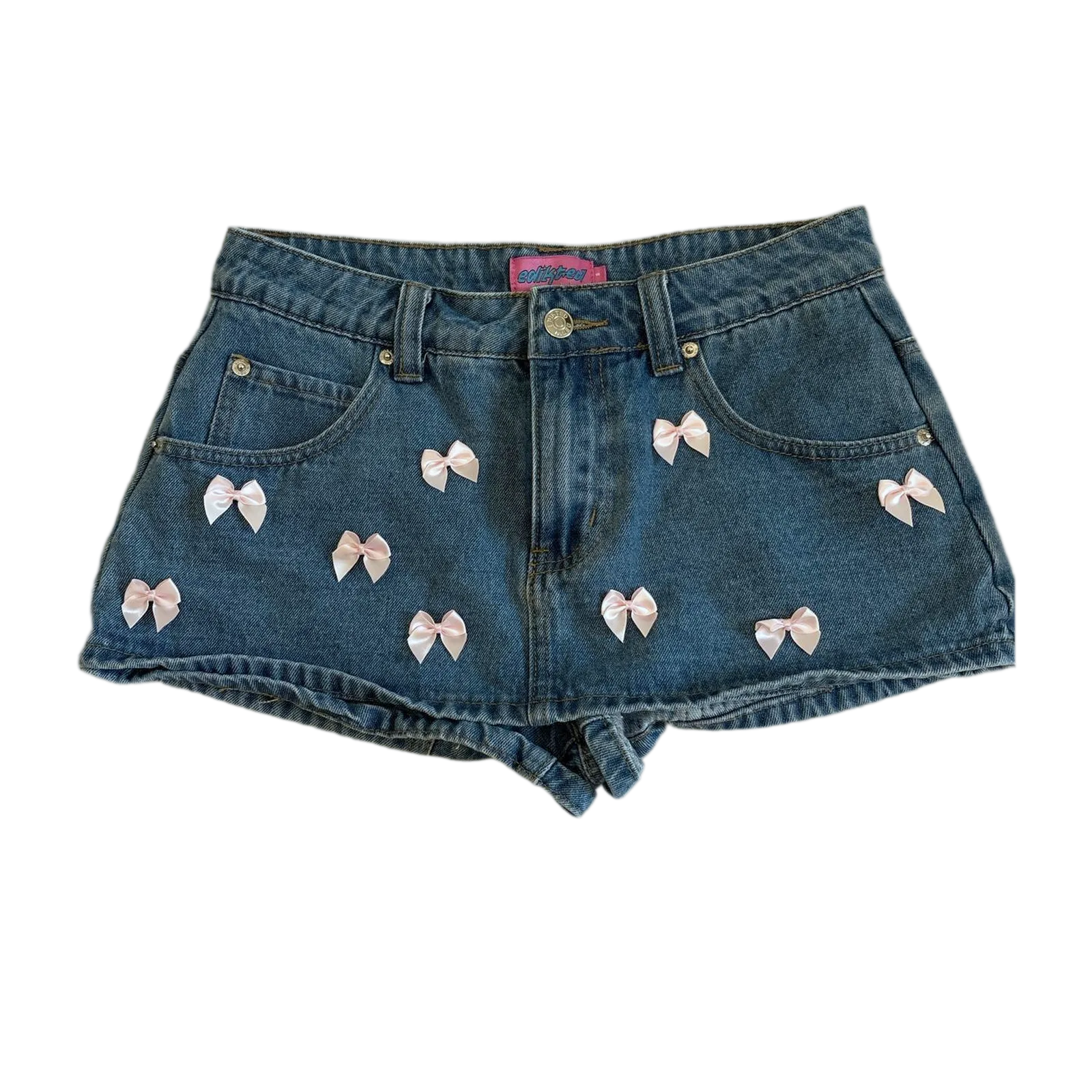Edikted Bow Denim Shorts